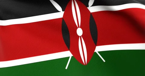 Flag of Kenya Waving 3D Animation Close up, 4K UHD 60 FPS Stock Footage 165520011