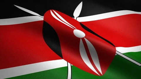 Flag of Kenya. Waving flag with highly detailed fabric texture seamless loopable Stock Footage 121940669