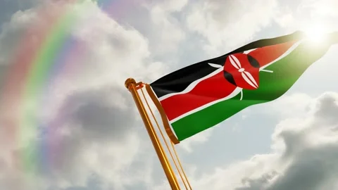 Flag of Kenya Waving, Realistic Animation, 4K UHD 60 FPS Slow-Motion Video stock 133528662