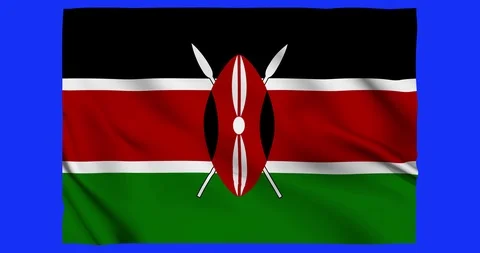 Flag of Kenya waving on a samless loop over an easily removable background 스톡 동영상 98371962