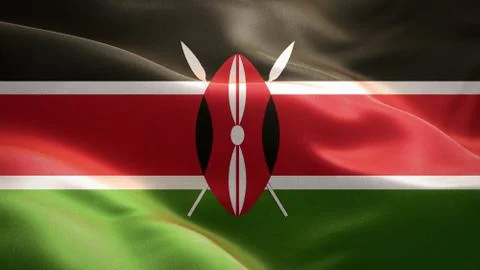 Flag of Kenya waving in the wind. 3D Waving flag design. Stock Illustration
