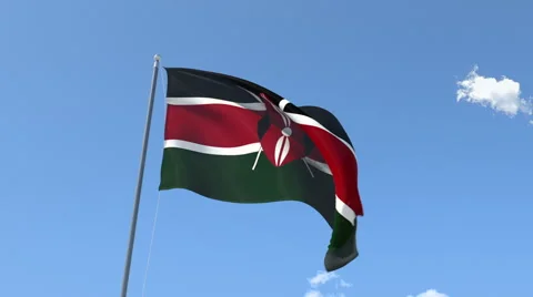 The flag of Kenya Waving on the Wind. Stock-Footage 43001448
