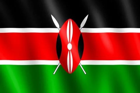 Flag of Kenya waving in the wind Stock Illustration