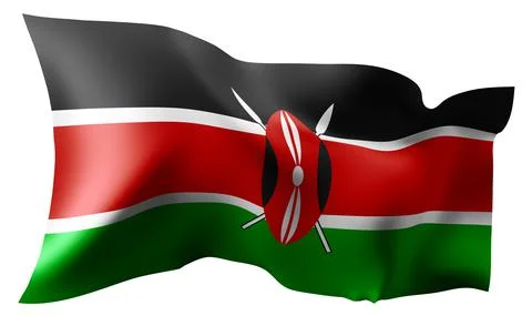 Flag of the Kenya waving in the wind. イラスト素材
