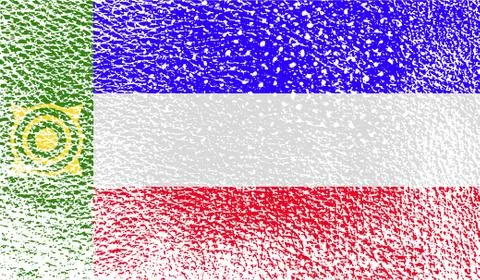 Flag of Khakassia with old texture. Stock Photos