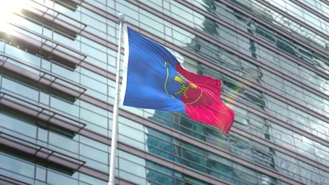 Flag of Khmelnytskyi Oblast Stock Footage 343557311