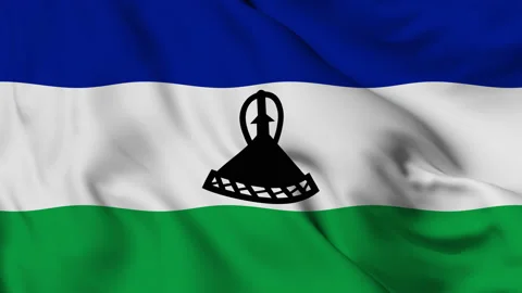 Flag of the Kingdom of Lesotho gently waving in the wind 動画素材 140212551
