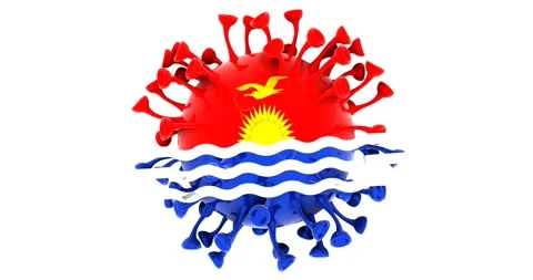 Flag of Kiribati on Seamless looping 3D animation of the covid-19 Corona Virus Stock Footage 166463118