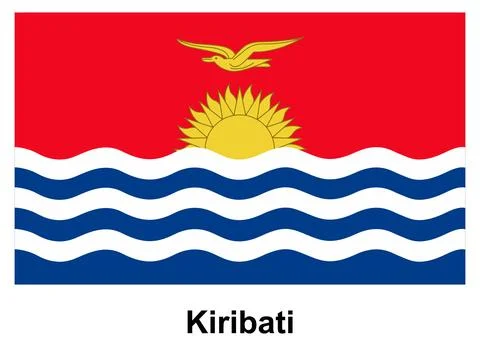 Flag of Kiribati with Sun and Waves on a Vibrant Background Design Stock Illustration