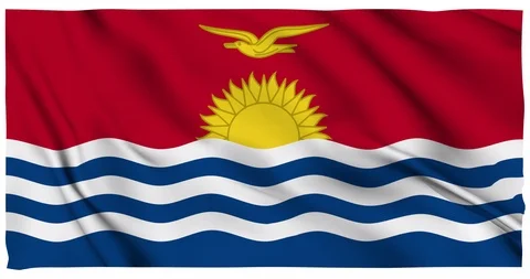 Flag of Kiribati waving on a samless loop over an easily removable background Stock Footage 98371992