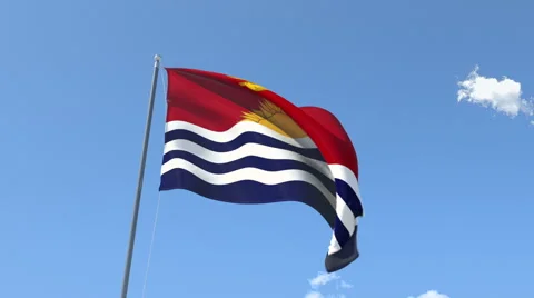 The flag of Kiribati Waving on the Wind. Stock Footage 43002669