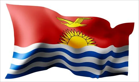 Flag of the Kiribati waving in the wind. イラスト素材