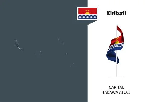 Flag of Kiribati on white background. Dotted map of Kiribati Stock Illustration