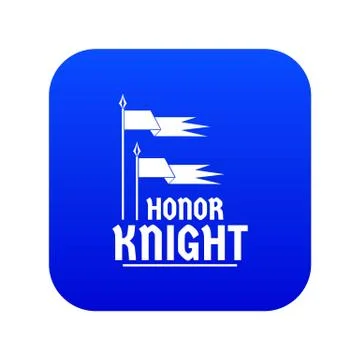 Flag knight icon blue vector Stock Illustration