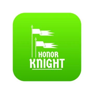 Flag knight icon green vector Illustrazione stock