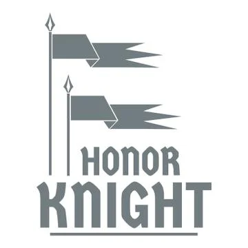 Flag knight logo, simple gray style Illustrazione stock