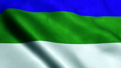 Flag of Komi Blows Slowly in the Wind - Seamless Looping Video stock 226813668