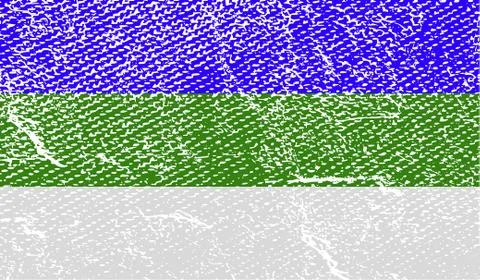 Flag of Komi with old texture. Vector 스톡 일러스트