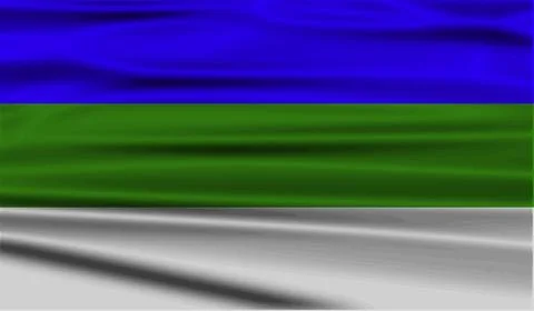 Flag of Komi with old texture. Vector Stock Illustration