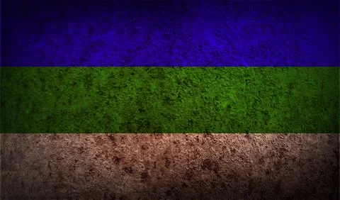 Flag of Komi with old texture. Vector Stock Illustration