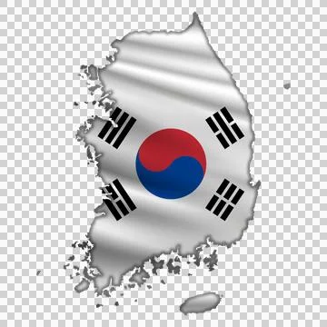 Flag Korea in the form of a map Illustrazione stock