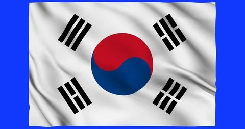 Flag of Korea waving on a samless loop over an easily removable background Stock Footage 98372756