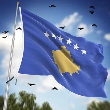 Flag of Kosovo, This is a computer generated and 3d rendered image Illustrazione stock