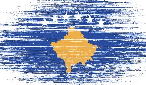 Flag of Kosovo with old texture. Vector Stock Illustration