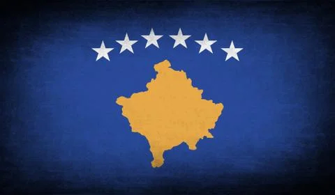 Flag of Kosovo with old texture. Vector Illustrazione stock