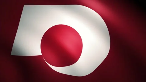 The Flag of Kumamoto Prefecture Waving in the Wind (CG | Zoom Out) Video stock 184031055