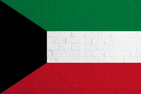Flag of Kuwait Brick wall texture of the flag of Kuwait Stock Illustration