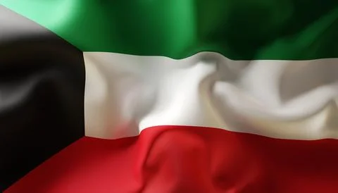 Flag of Kuwait. Close-Up Stock Illustration