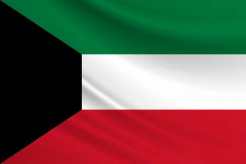 Flag of Kuwait Fabric texture of the flag of Kuwait Illustrazione stock