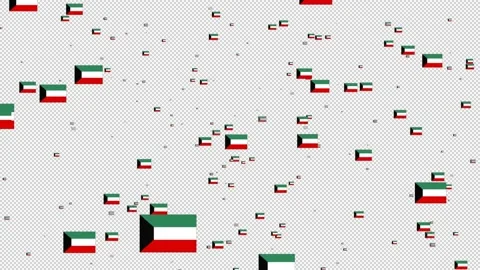 Flag Of Kuwait Flying in Motion Graphic with alpha Channel Background Stock Footage 137368297