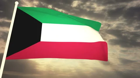 Flag Kuwait Stock Footage 61438390