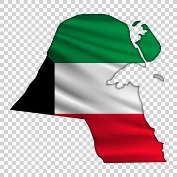 Flag Kuwait in the form of a map Stock Illustration