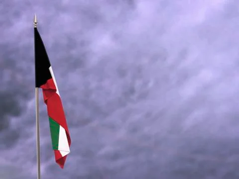 Flag of Kuwait hanging down dangling Stock Photos