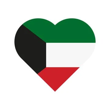 The flag of Kuwait in a heart shape vector icon Stock Illustration
