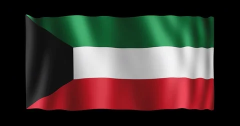 Flag of Kuwait, long ratio (2:1), seamless loop animation Stock Footage 82513454