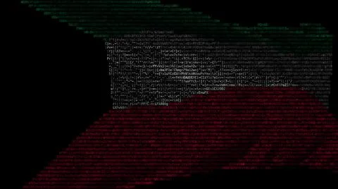 Flag of Kuwait made of computer code, 3d rendering Stockillustratie