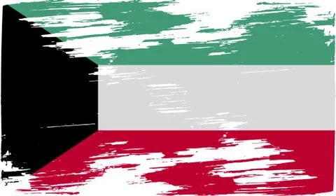 Flag of Kuwait with old texture. Vector 스톡 일러스트
