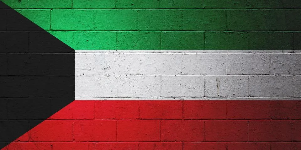 Flag of Kuwait painted on a wall Illustrazione stock