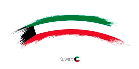 Flag of Kuwait in rounded grunge brush stroke. Stock Illustration