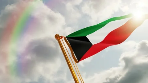 Flag of Kuwait Waving, Realistic Animation, 4K UHD 60 FPS Slow-Motion Stock Footage 134495350