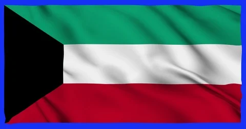 Flag of Kuwait waving on a samless loop over an easily removable background Stock Footage 98372021
