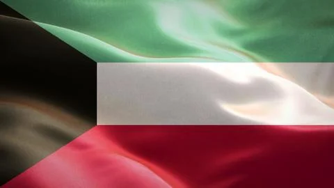 Flag of Kuwait waving in the wind. 3D Waving flag design. Stock Illustration