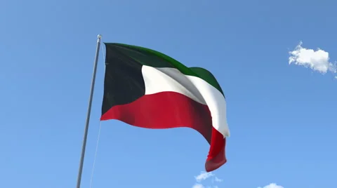 The flag of Kuwait Waving on the Wind. Stock Footage 43014984
