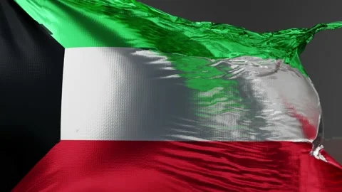 Flag of Kuwait Waving in the wind, Kuwait National flag wave, fabric texture Stock Footage 237946788