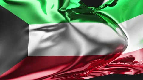 Flag of Kuwait Waving in the wind, Kuwait National flag wave, fabric texture Video stock 239164905