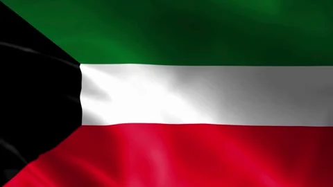 The flag of Kuwait in the wind. Stockbeeldmateriaal 301241935